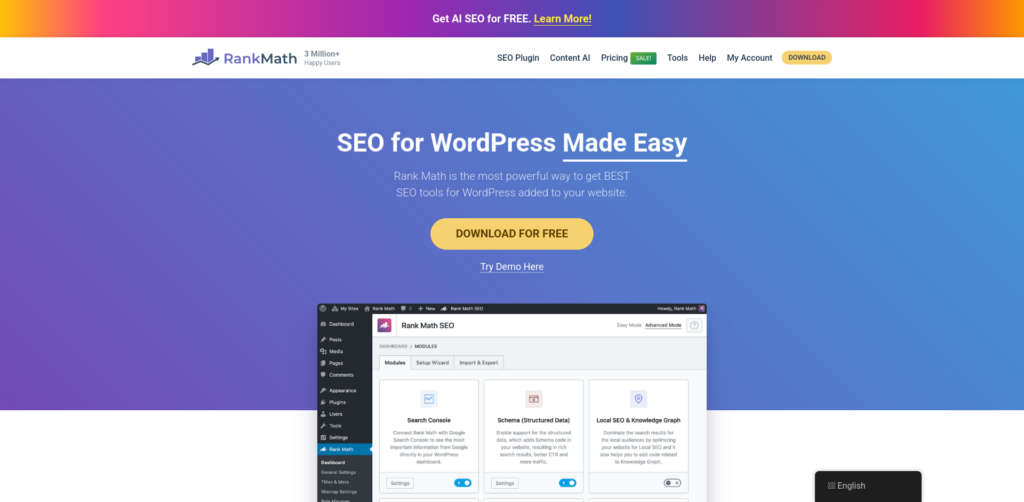 Rank Math: Easy WordPress SEO tools download