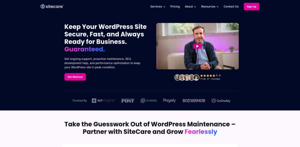 SiteCare offers WordPress support and maintenance services.