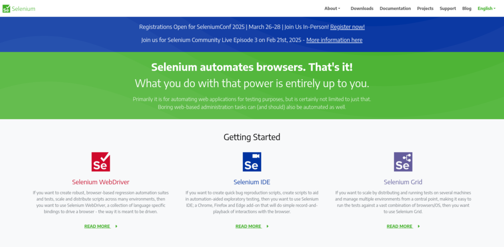 Selenium: Automate browsers for testing and automation.